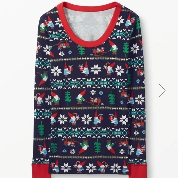NEW Hanna Andersson Women's Gnome Holiday Print Scoopneck Sz M Pajama Top - Picture 1 of 6